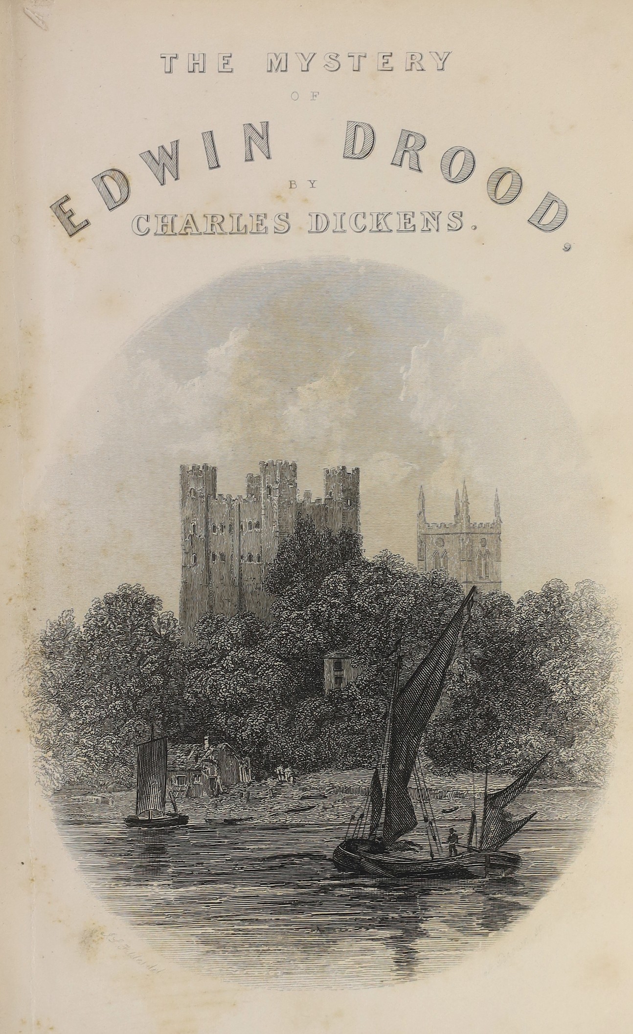 Dickens, Charles - The Mystery of Edwin Drood, 1st edition in book form, 3 vols, 8vo, quarter calf with marbled boards, illustrated with portrait, title and 12 plates by Samuel Luke Fildes, ink ownership inscription to f